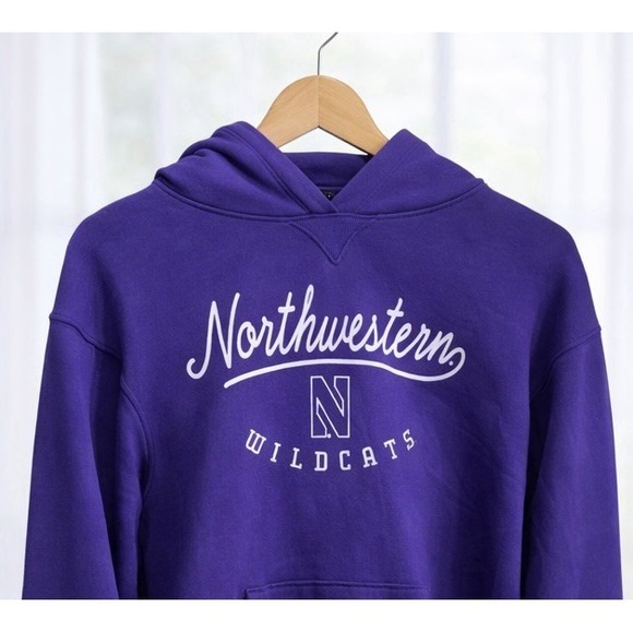 Northwestern Wildcats Hoodie purple Under Armour Jersey Fleece Sweatshirt Size M - Picture 2 of 13